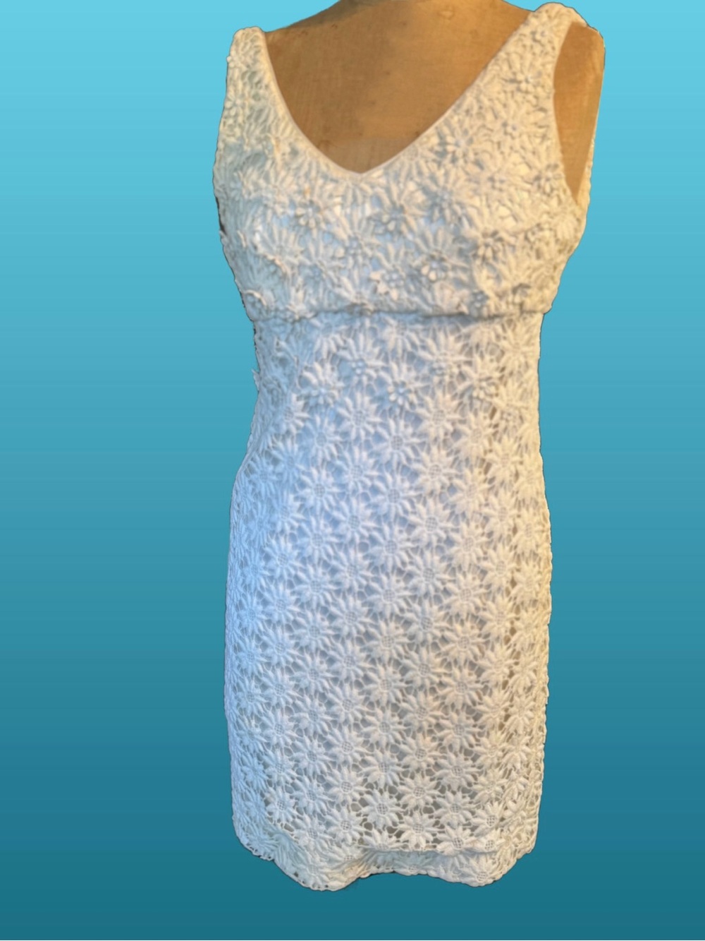 kate spade Ivory 3D Floral Lace Sleeveless V-Neck Dress